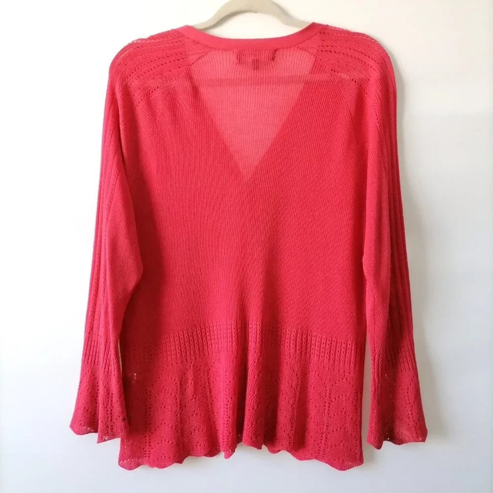 Jones New York Collection Womens V-Neck Hem Scalloped Cardigan Sweater Size XL - Picture 4 of 7